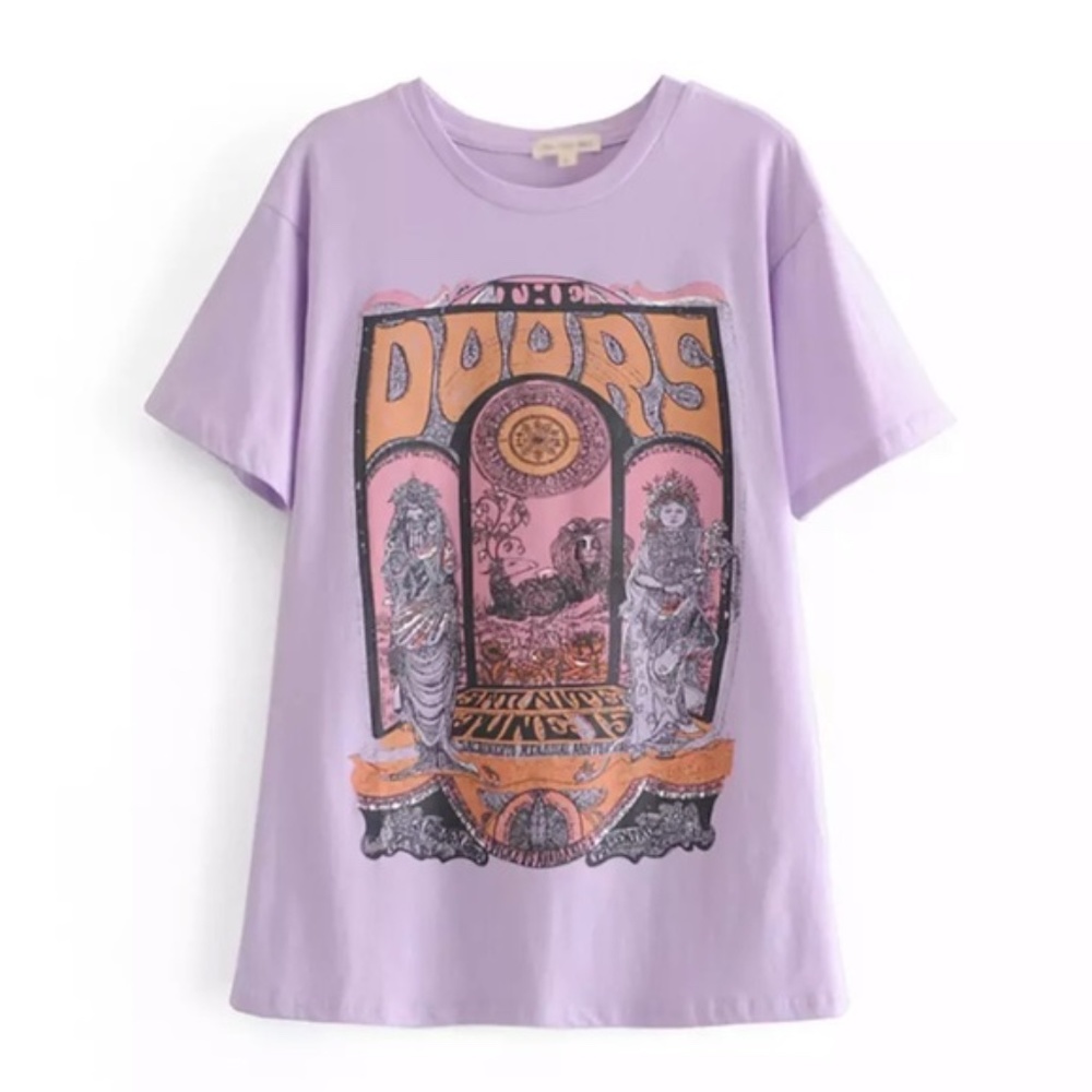 Lilac The Doors Rock Band Music Graphic Tee
